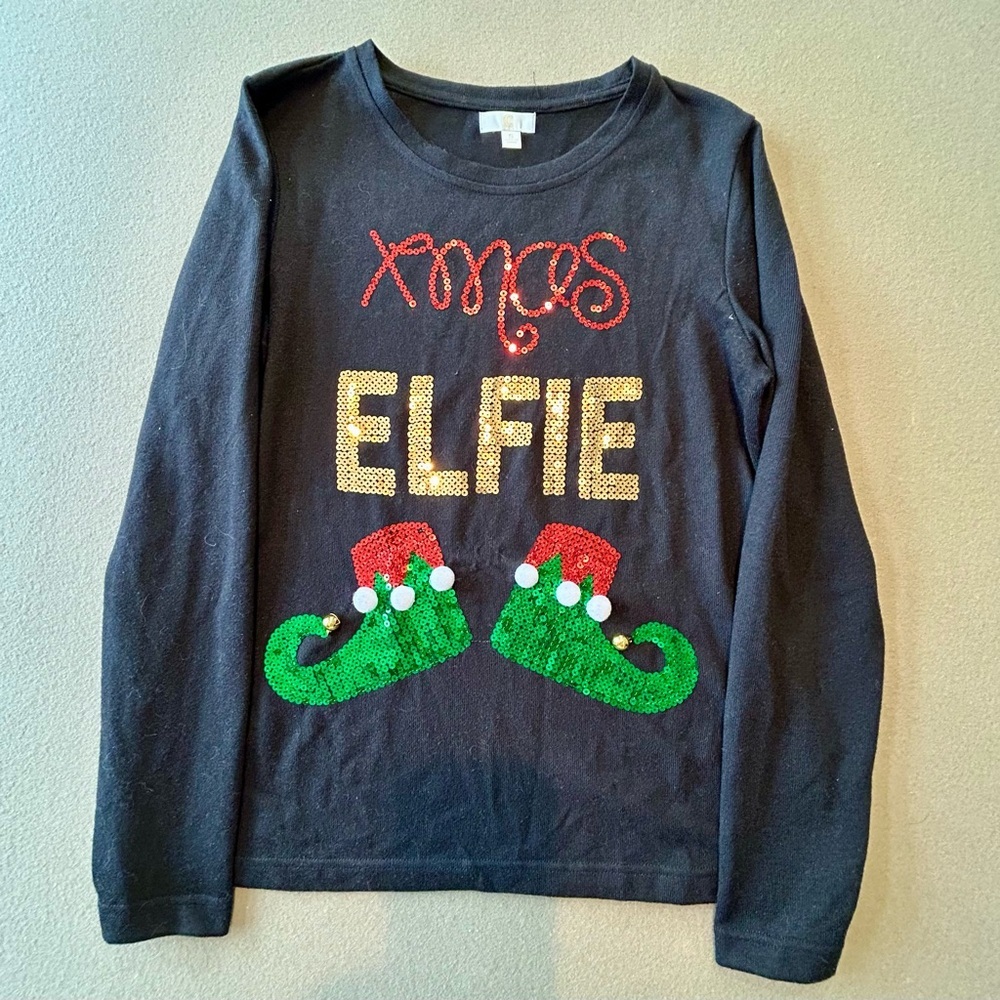 Christmas Sweater Festive holiday sequin sweater - ‘Xmas Elfie’​